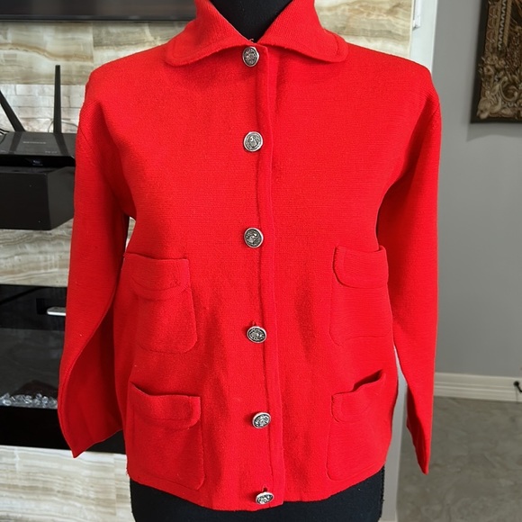 May D&F Bright Red vintage‎ cardigan size 12 (848) - Picture 2 of 10